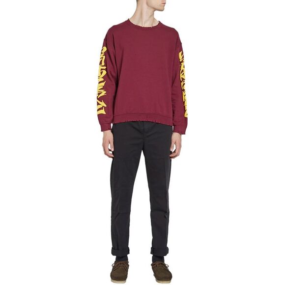 Sasquatchfabrix Mens Iroha Damaged Sweatshirt Small Wine - Picture 4 of 6